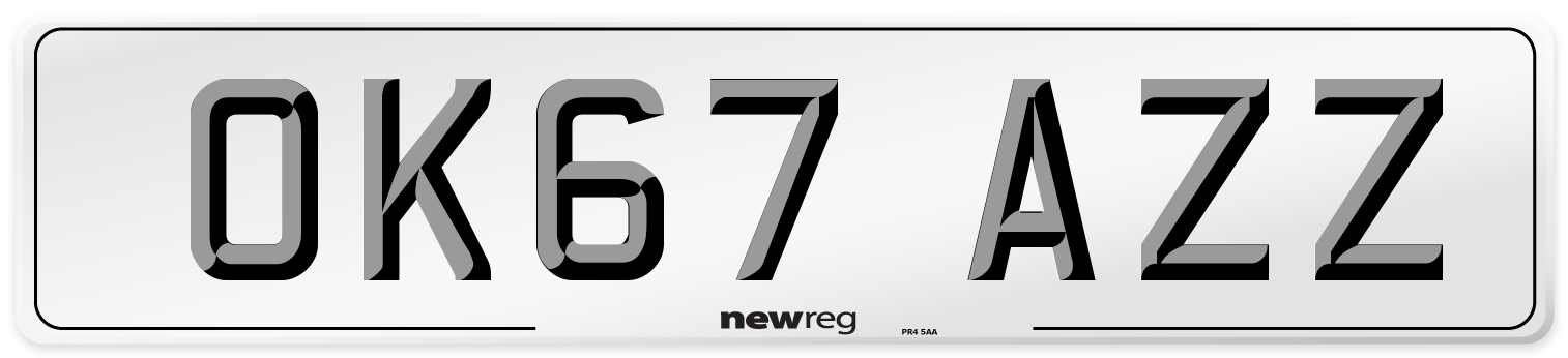 OK67 AZZ Number Plate from New Reg